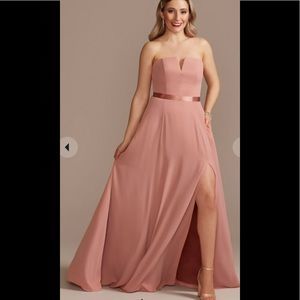 Galina Signature V-wire Bridesmaid Dress with Corset Back, Dusty Rose size 22